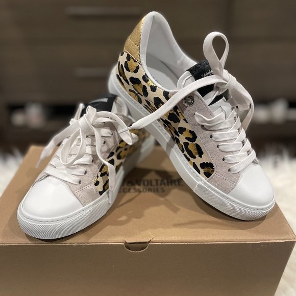 BRAND NEW Zadig & Voltaire Gold Cheetah Sneakers - Picture 1 of 5